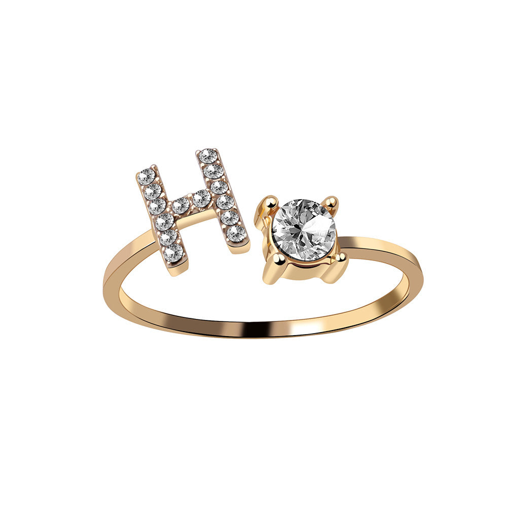 New Design Adjustable 26 Initial Letter Ring Fashion Jewelry For Women Simple Elegant Jewelry My Store