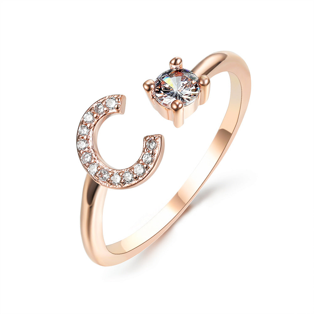 New Design Adjustable 26 Initial Letter Ring Fashion Jewelry For Women Simple Elegant Jewelry My Store