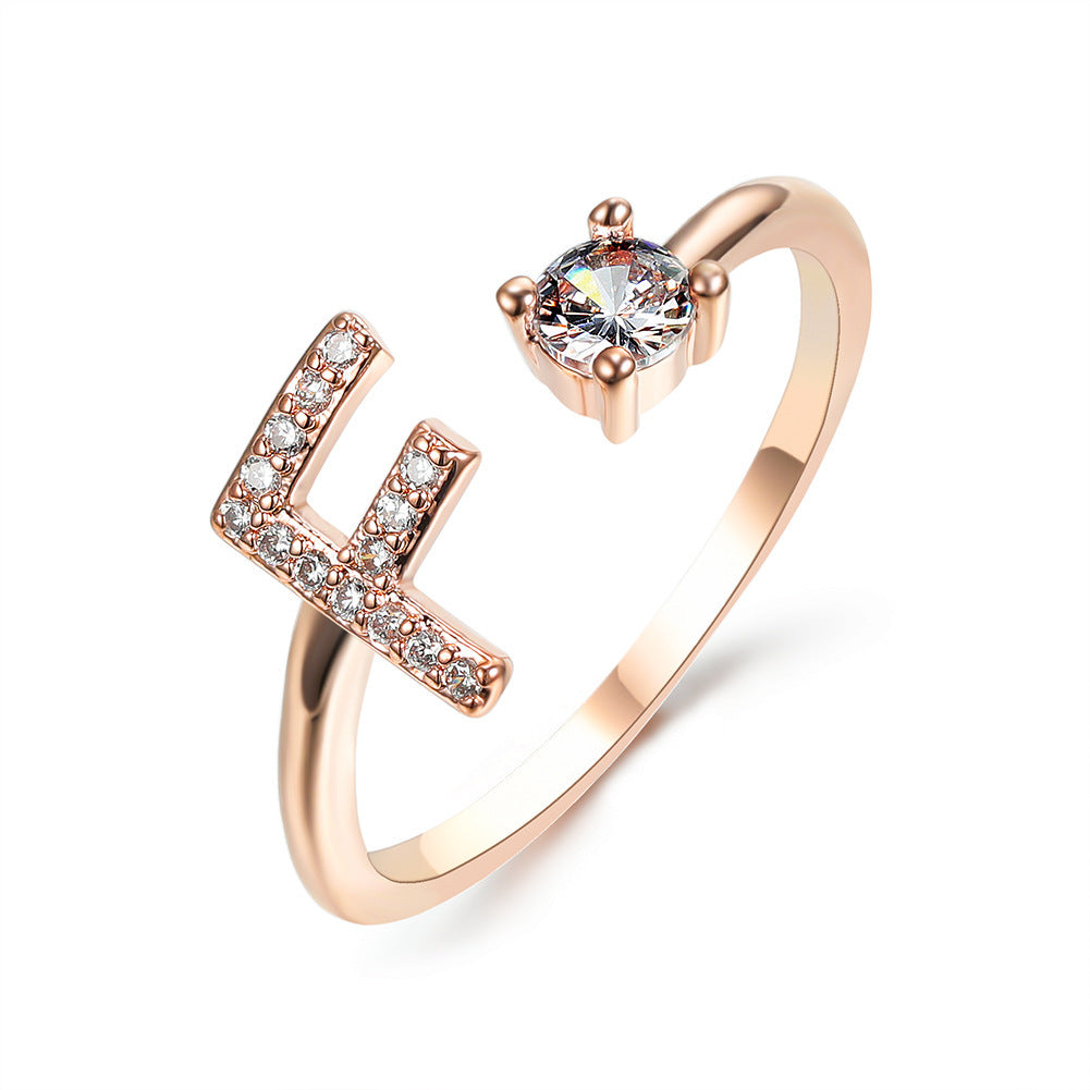 New Design Adjustable 26 Initial Letter Ring Fashion Jewelry For Women Simple Elegant Jewelry My Store