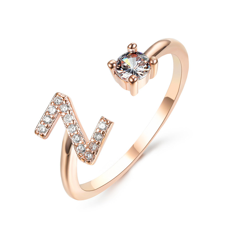 New Design Adjustable 26 Initial Letter Ring Fashion Jewelry For Women Simple Elegant Jewelry My Store