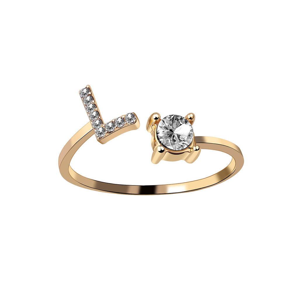 New Design Adjustable 26 Initial Letter Ring Fashion Jewelry For Women Simple Elegant Jewelry My Store