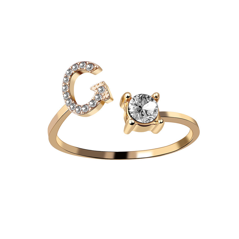 New Design Adjustable 26 Initial Letter Ring Fashion Jewelry For Women Simple Elegant Jewelry My Store