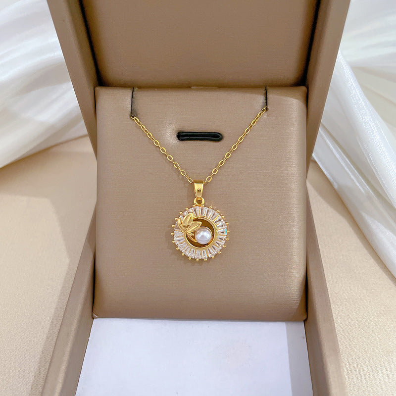 Fashion Jewelry Square Full Diamond Personalized Round Ring Leaves Necklace And Earrings Suite My Store