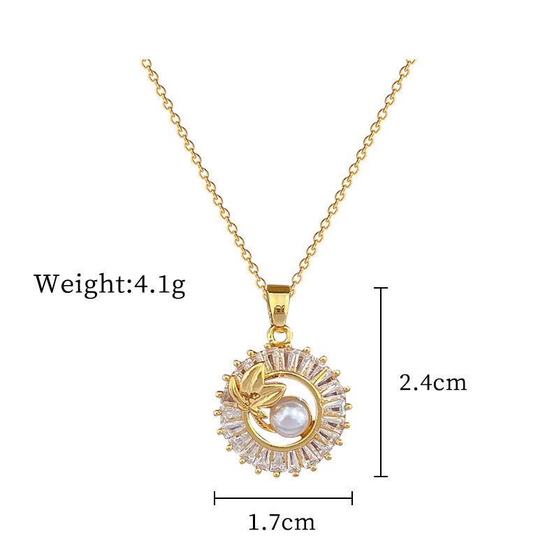 Fashion Jewelry Square Full Diamond Personalized Round Ring Leaves Necklace And Earrings Suite My Store