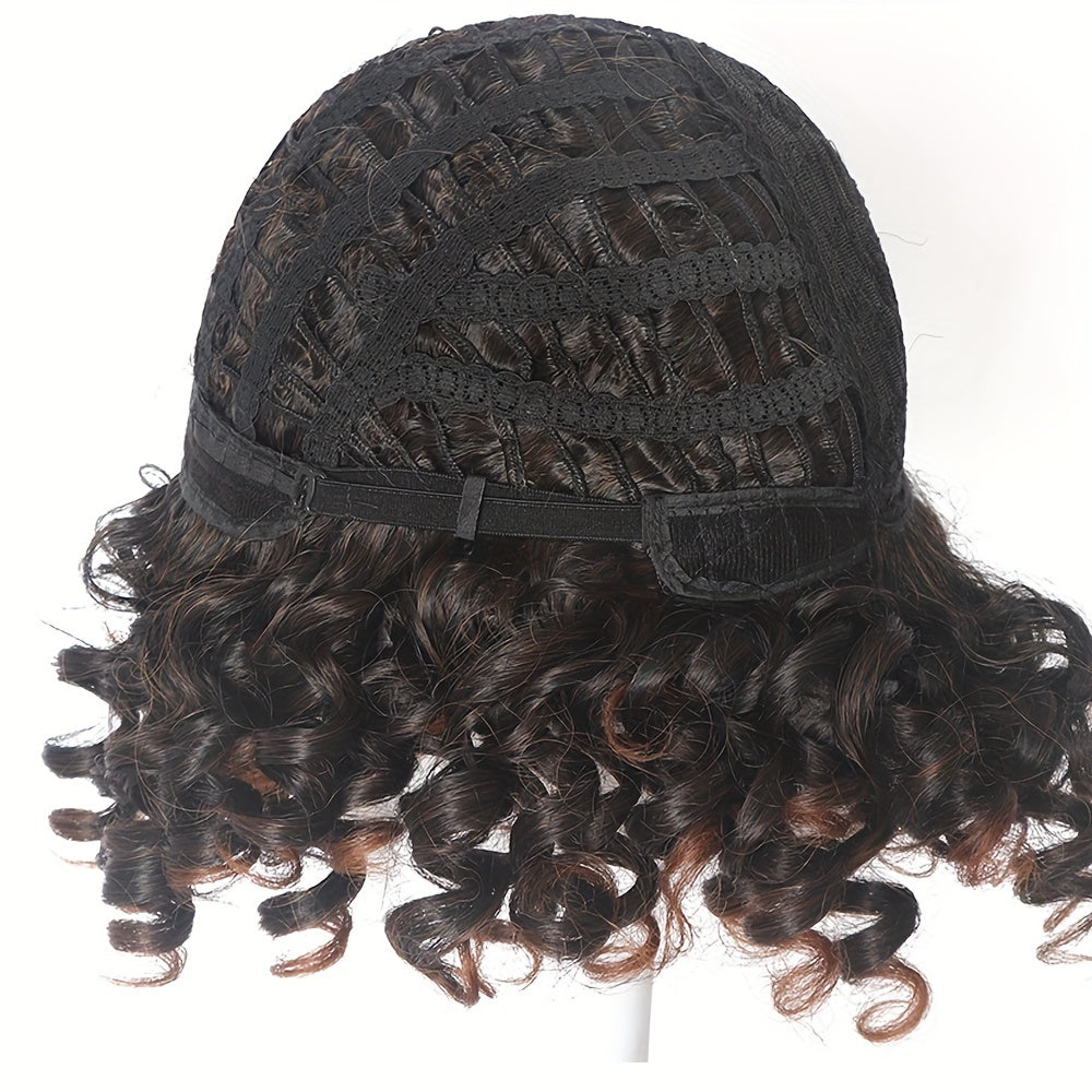 Elegant 12" Black Curly Wig - Natural, Heat-Resistant & Stylish null