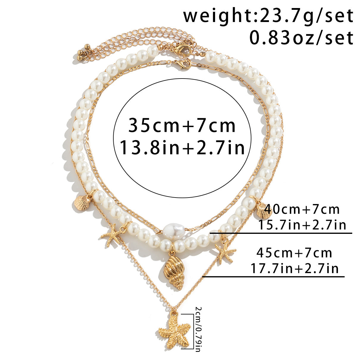 3-piece Set Of Starfish Shell Pearl Necklace My Store