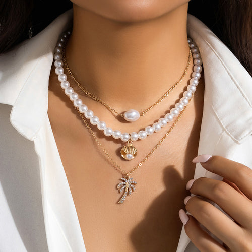 3-piece Set Of Starfish Shell Pearl Necklace My Store